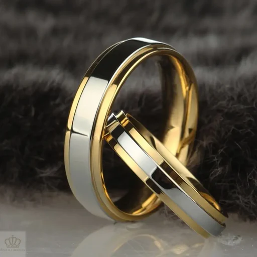 Two Tone K Gold Couple Rings Wedding Ring Set - Wm7