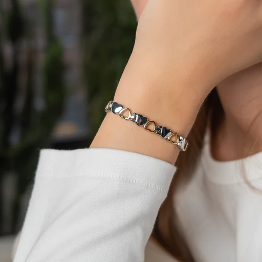 Stainless Steel Energy Bracelet 4-in-1. 9 Colors Available. Model B041-hearts