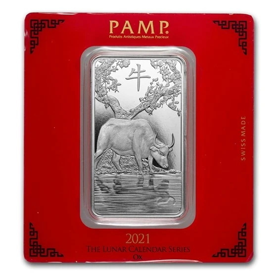 100 Gram Silver Bar - Pamp Suisse (year Of The Ox)