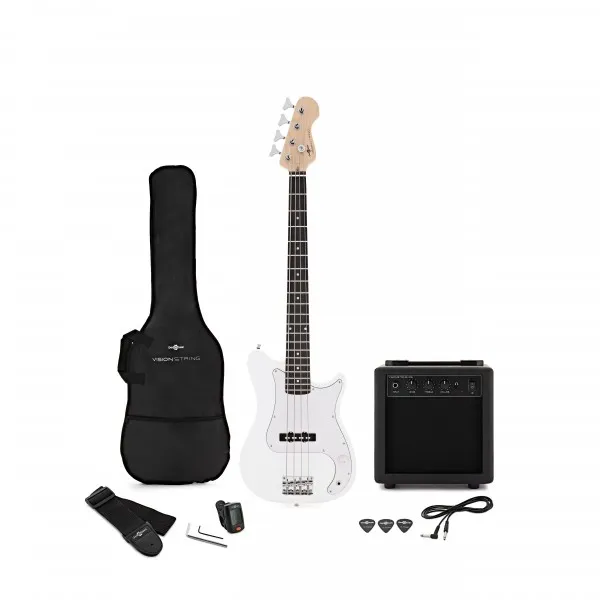 Visionstring 3/4 Bass Guitar Pack, White - Nearly New At Gear4music