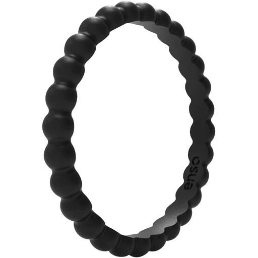Enso Rings Beaded Stackables Series Silicone Ring - Obsidian - 5